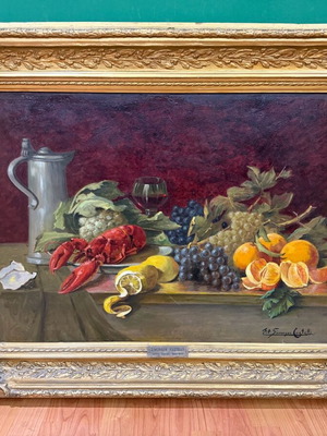 Simonsom Castelli Маслена Картина Като Нова, Натюрморт С Омара