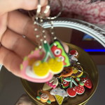 Colorful keychain set with fruit and sweet designs