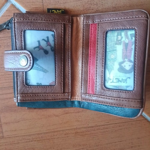 Women's leather wallet new, brown multicolor