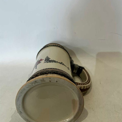Budweiser German ceramic beer stein with pewter lid