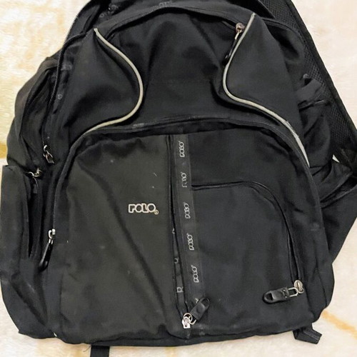 Polo backpack used, black, with multiple compartments