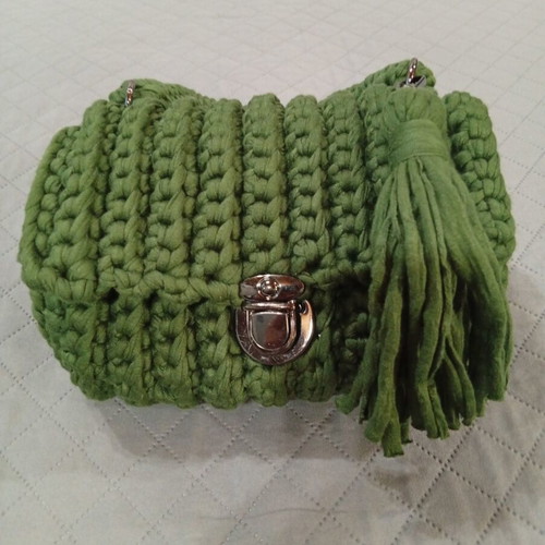 Handmade knitted bag small, green