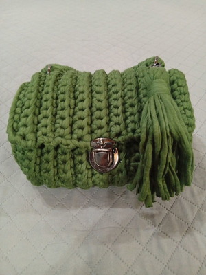 Handmade knitted bag small, green