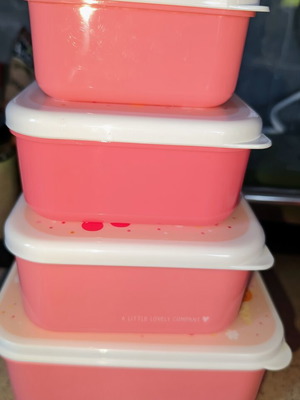 A Little Lovely Company children's food container set, pink