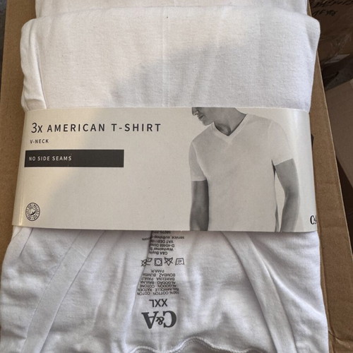 T-shirt V 100% cotton pack of 3 new, white