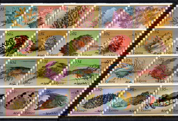 S065 ΑΡΑΒΙΚΑ ΕΜΙΡΑΤΑ (Arab Emirates / Fujeira) Ασφράγιστη μεγάλη πλήρη σειρά με ψάρια-κοχύλια  ΜΝΗ