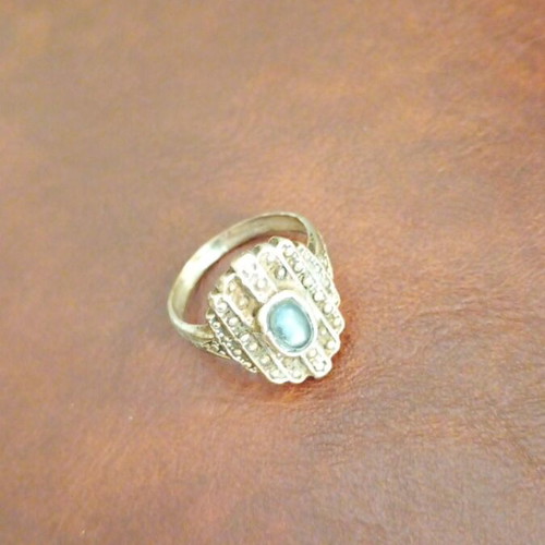 Women's silver ring used, antique, Gianniotiko with semi-precious stone