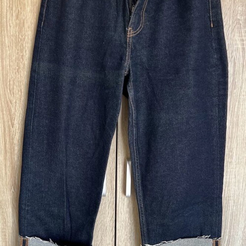 Only high-waisted crop jeans with elastic finish and cuffs like new, blue, size S