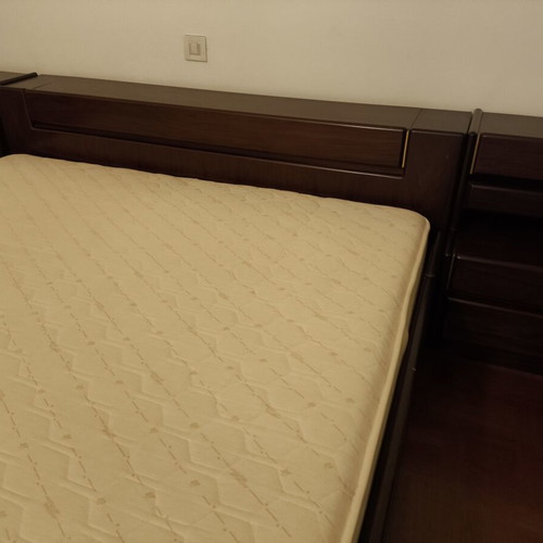 Double wooden bedroom set with bedside tables and mattress