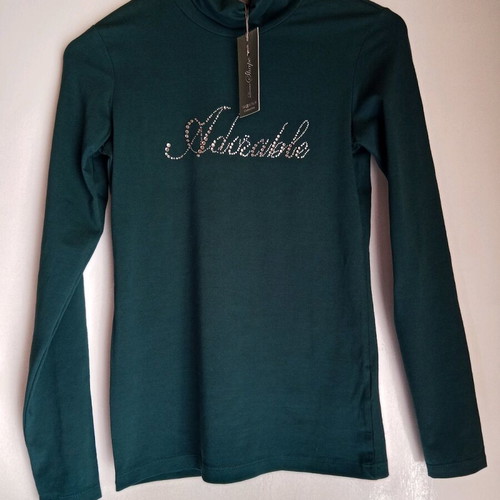 Italian turtleneck shirt new, size M-L, green cotton
