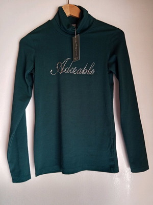 Italian turtleneck shirt new, size M-L, green cotton