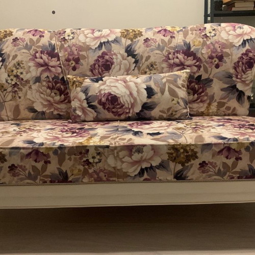 Living room furniture set with floral sofa and illuminated bookshelf new