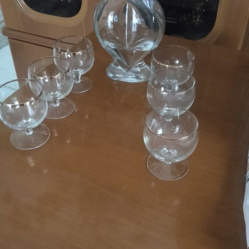 Cognac set like new, pack of six and bottle without damage