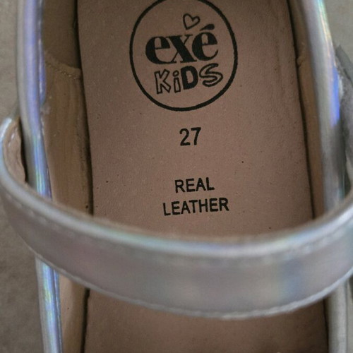 Exe leather ballerinas with glitter, like new, size 27, silver