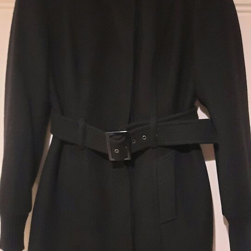 Classic Black Women's Coat United Colors of Benetton Used With Belt