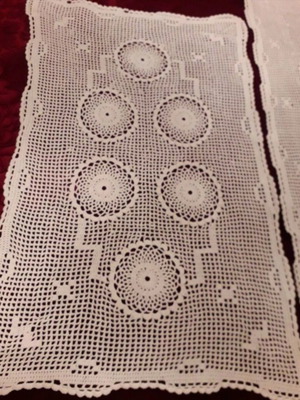Set of four crochet table runners new, white