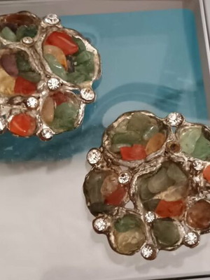 Folli Follie vintage σκουλαρίκια με ημιπολύτιμες πέτρες, δεκαετία 90