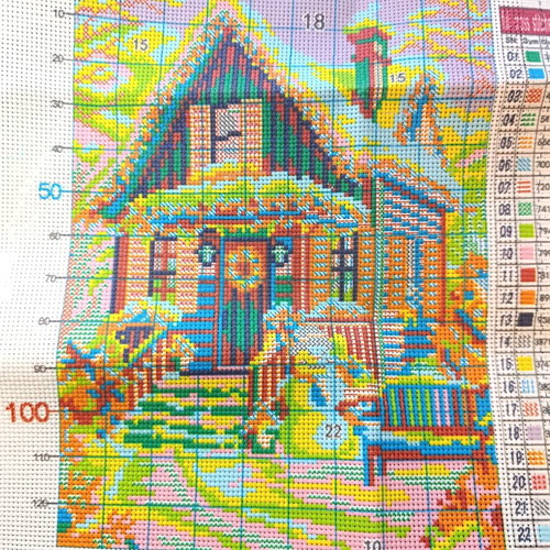 Christmas Red House Cross Stitch Set new