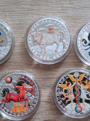 Zodiac cycle commemorative medals new, pack of 5