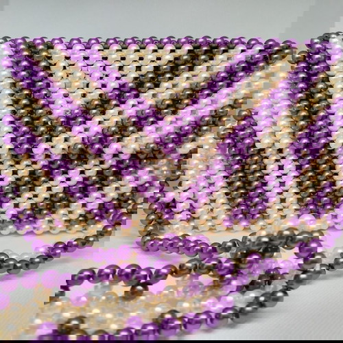 Μίνι τσάντα Perla - μωβ φθινόπωρο νέα, χειροποίητη από πλαστικές πέρλες