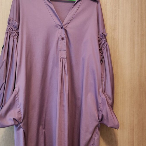 Nema dress new, lilac with embroidered puff sleeves