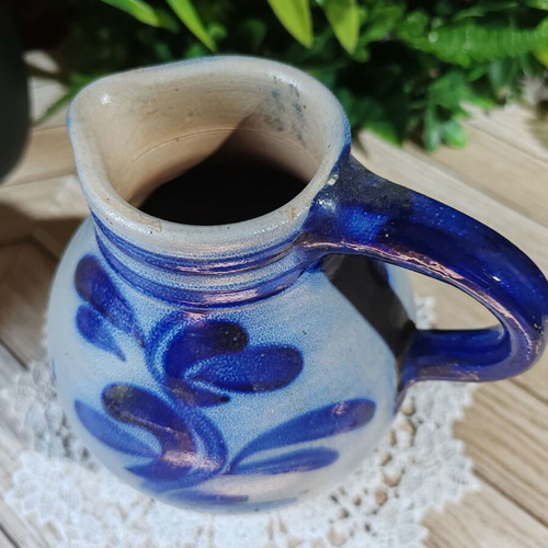 Retro German Bembel ceramic wine jug Zum Blauen Bock