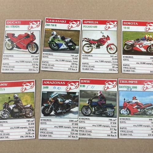 Bleck cards used, pack of 28, motorcycles