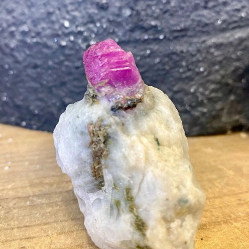 Natural rare raw ruby specimen in feldspar with mica new