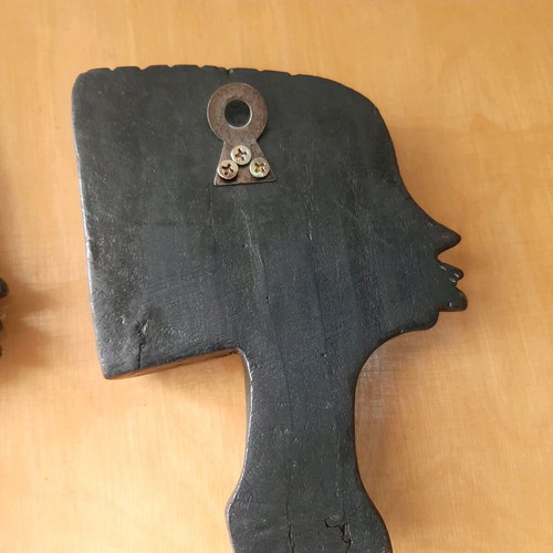 African wooden couple figures used, ebony
