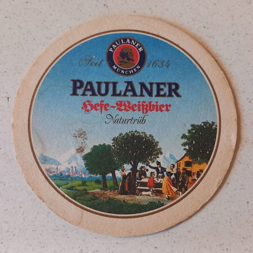 Paulaner beer coaster used