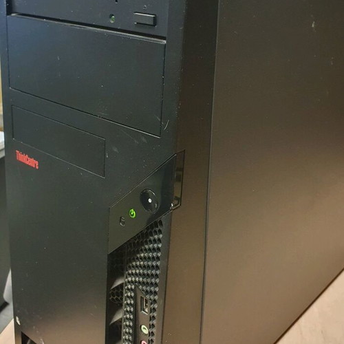 Lenovo desktop computer used with Windows 10, monitor, keyboard, and mouse