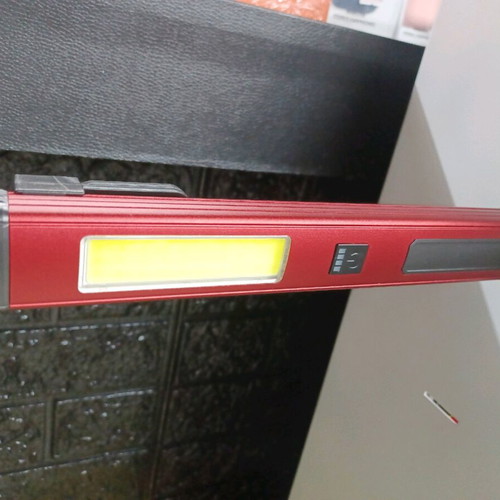 Flashlight new with battery indicator, magnet and hook