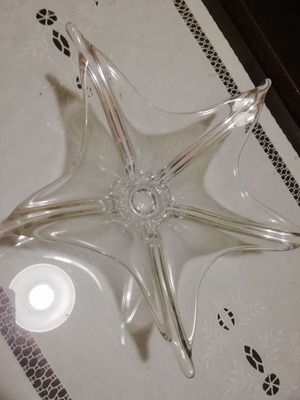 Decorative crystal platter star-shaped like new vintage