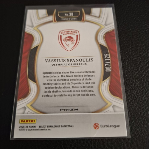 Vassilis Spanoulis 2025-26 Panini Select EuroLeague Orange Prizm Parallel