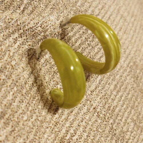 Acrylic Hoop Earrings like new, 3/4 inch, light green