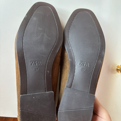 Zara leather moccasin loafers with tassels size 37 like new, brown