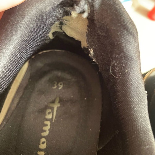 Tamaris black athletic shoes used with gold detail, size 39