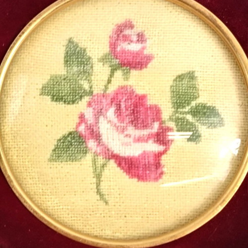 Handmade embroidered frames used, set of 2 with flowers