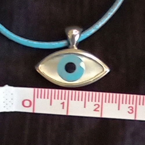 Silver Pendant Evil Eye 925 with Turquoise Leather Cord like new