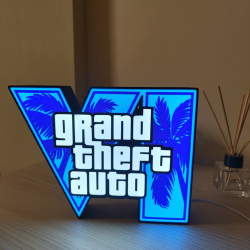 3D Printed Lightbox GTA VI Grand Theft Auto 6 USB with Switch new