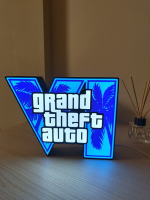 3D Printed Lightbox GTA VI Grand Theft Auto 6 USB with Switch new