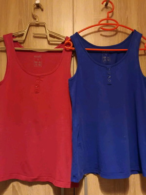 Esmara cotton tank tops set of 2 used, size S, blue and pink