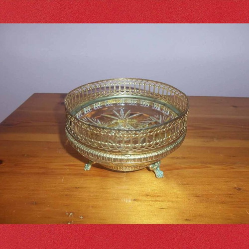 Tabletop metal fondue pot used with intricate decoration