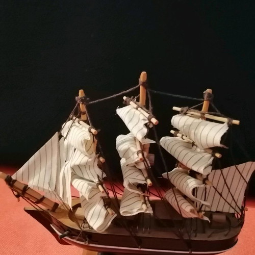 Wooden handmade vintage ship like new, decorative sailing ship