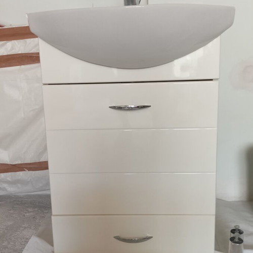 Bathroom sink with white cabinet 55x45 cm