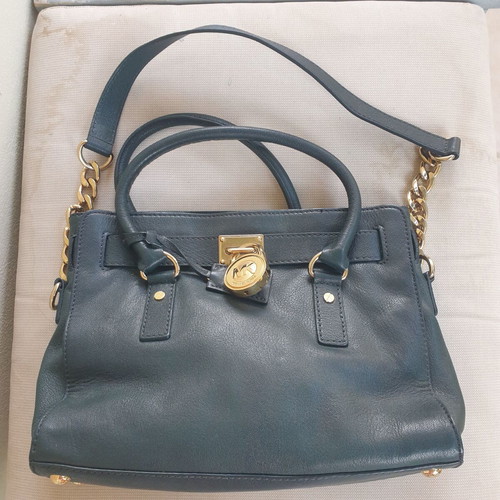 Michael Kors leather bag, cypress green with gold details
