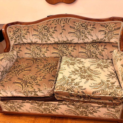 Two-seater sofa used, set with three-seater sofa and armchair