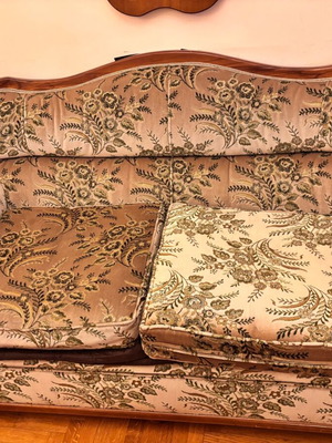Two-seater sofa used, set with three-seater sofa and armchair