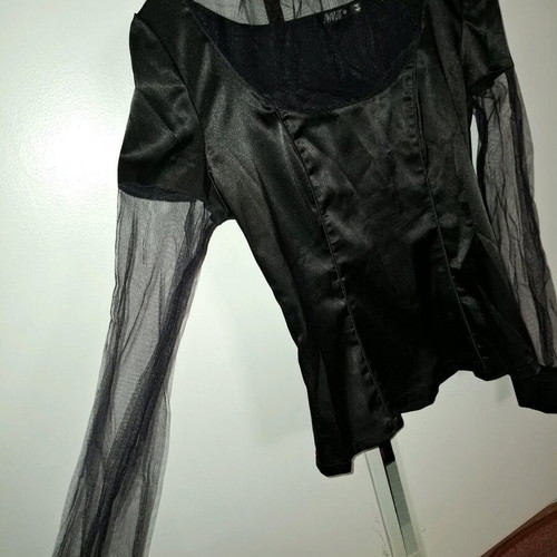 Mind Your Style blouse with transparent sleeves like new, black XXL