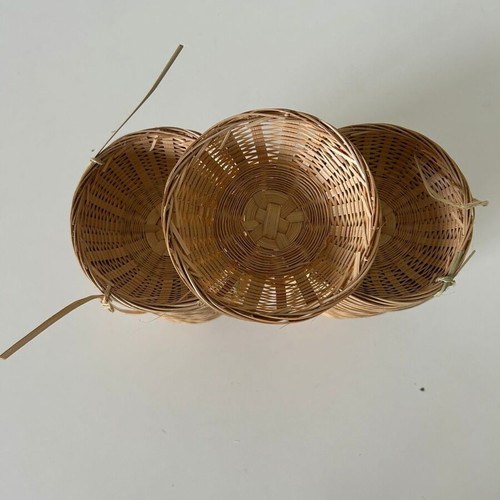 Set of 100 round wicker baskets, 12 cm